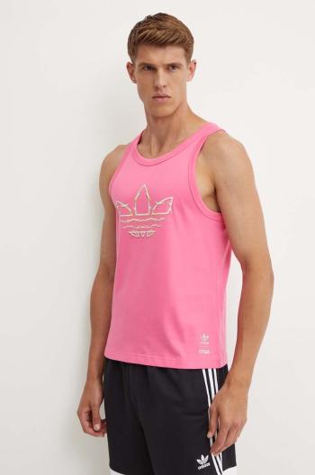 Bavlněný top adidas Originals Pride růžová barva, IZ4904