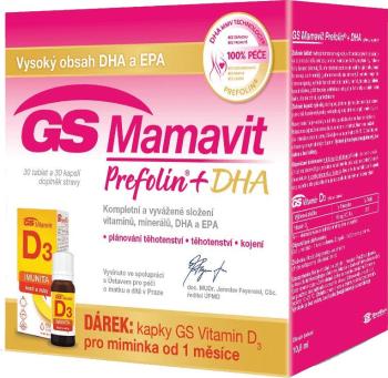 GS Mamavit Prefolin + DHA 30 tablet + 30 kapslí + dárek GS Vitamin D3 400IU kapky 10,8 ml