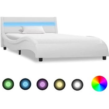 Rám postele s LED světlem bílý umělá kůže 100x200 cm (285673)