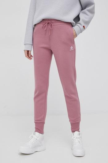 Kalhoty Converse dámské, růžová barva, hladké