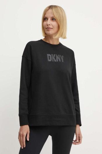 Mikina Dkny dámská, černá barva, s potiskem, DP4T9674