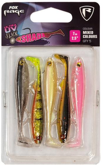 Fox rage gumová nástraha slick shad uv mixed colour packs 5 ks-délka 9 cm