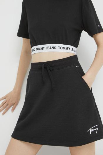 Sukně Tommy Jeans černá barva, mini, áčková
