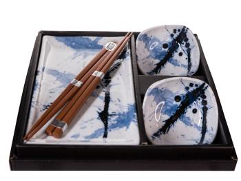 Sushi set Blue & White Sakura MIJ 6 ks