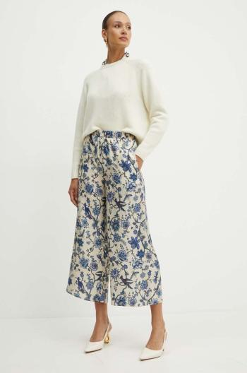 Hedvábné kalhoty Weekend Max Mara široké, high waist, 2425136061600