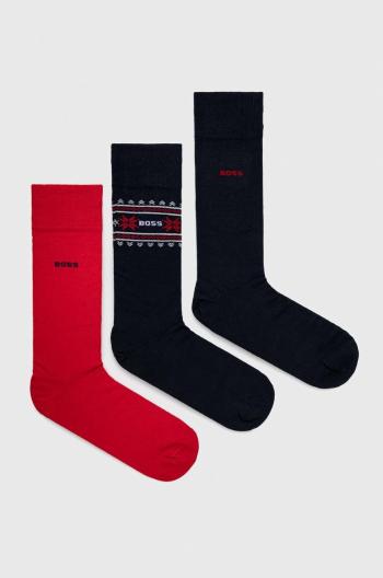 Ponožky BOSS 3-pack pánské, tmavomodrá barva