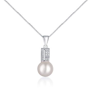 JwL Luxury Pearls Elegantní náhrdelník s pravou perlou a zirkony JL0645 (řetízek, přívěsek)