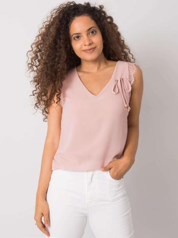 SVĚTLE RŮŽOVÝ TOP S KRAJKOU -DHJ-TP-13317.25P-PINK Velikost: ONE SIZE