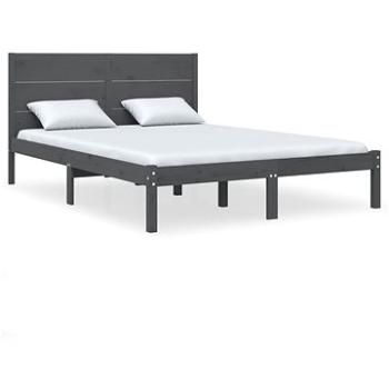 Rám postele šedý masivní dřevo 150 × 200 cm King Size, 3104160 (3104160)
