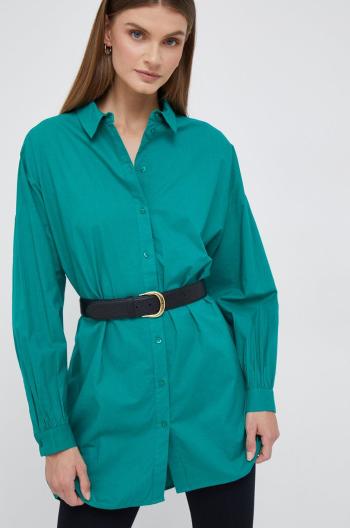 Bavlněné tričko Vero Moda zelená barva, relaxed, s klasickým límcem