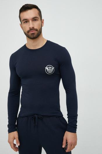 Tričko s dlouhým rukávem Emporio Armani Underwear tmavomodrá barva, s potiskem