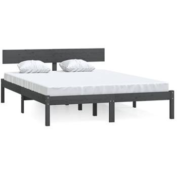 Rám postele šedý masivní borovice 160 × 200 cm, 810159 (810159)