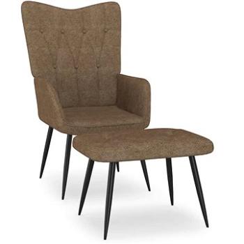 Relaxační křeslo se stoličkou taupe textil, 327565 (327565)