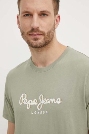 Bavlněné tričko Pepe Jeans ABEL zelená barva, s potiskem, PM509428