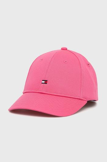 Dětská bavlněná čepice Tommy Hilfiger růžová barva, hladká