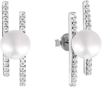JwL Luxury Pearls Stříbrné náušnice s pravou perlou a zirkony JL0581