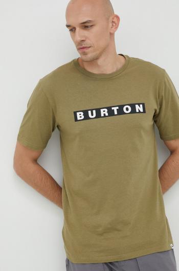 Bavlněné tričko Burton zelená barva, s potiskem
