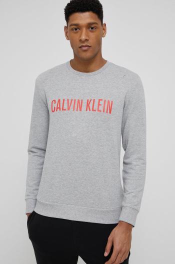 Pyžamové tričko s dlouhým rukávem Calvin Klein Underwear šedá barva, hladké