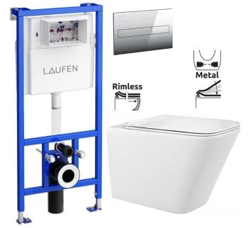 LAUFEN Rámový podomítkový modul CW1 SET s chromovým tlačítkem + WC REA Raul Rimless + SEDÁTKO H8946600000001CR RA1