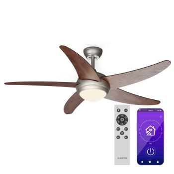 Klarstein Bolero 2 v 1 Smart, stropní ventilátor, Ø 132 cm, světlo 55 W, dálkové ovládání, ovládání přes aplikaci, dvousměrný provoz