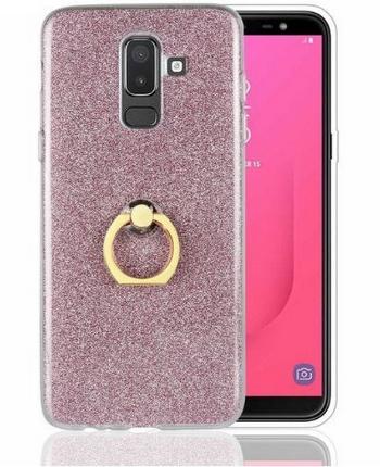 Ziskoun Silikonový lesklý zadní kryt pro Samsung J8-2018 se stojánkem PZK19 Barva: Růžová