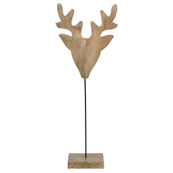 Dekorace hlava jelena z mangového dřeva na podstavci Deer - 40*20*90cm CISHEM90