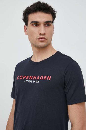 Bavlněné tričko Lindbergh tmavomodrá barva, s potiskem