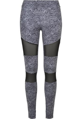 Urban Classics Ladies Tech Mesh AOP Leggings blackzen - 4XL