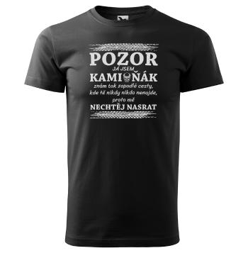 Tričko Pozor kamioňák - pánské (Velikost: XS, Barva trička: Černá)