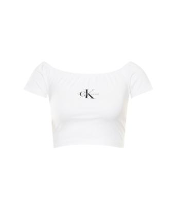 Calvin Klein Calvin Klein dámský bílý top SS MONOGRAM LOGO BARDOT TOP