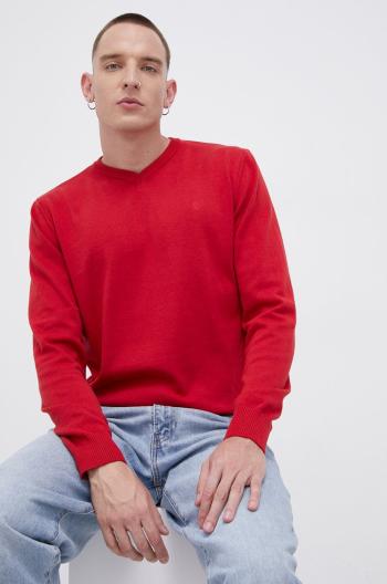 Bavlněný svetr Cross Jeans pánský, červená barva,