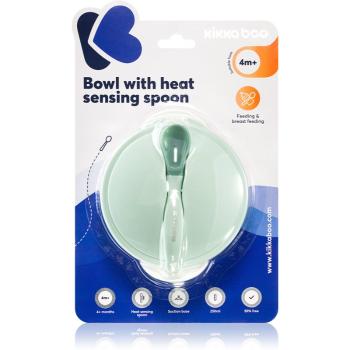 Kikkaboo Suction Bowl & Heat Sensing Spoon jídelní set 4 m+ Mint 3 ks