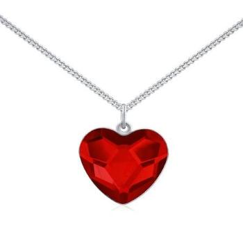 SILVEGO Stříbrný náhrdelník se Swarovski Crystals srdce červené VSW064N