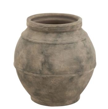 Šedo-hnědá antik keramická dekorační váza Vintage - Ø 38*38cm 17885