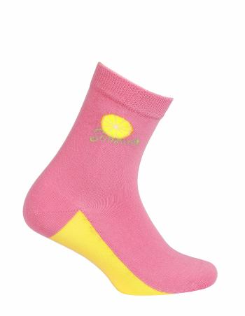 Dívčí ponožky s obrázkem WOLA SUMMER LEMON růžové Velikost: 24-26