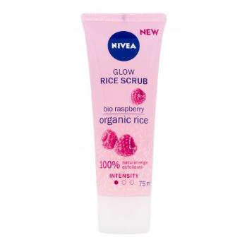 Nivea Rice Scrub Glow Bio Raspberry 75 ml peeling pro ženy na všechny typy pleti; na rozjasnění pleti