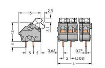 Pružinová svorkovnice WAGO 256-407/334-000, 2.50 mm², Pólů 7, šedá, 120 ks