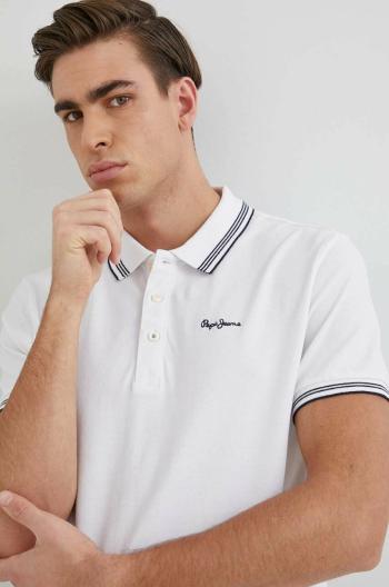 Bavlněné polo tričko Pepe Jeans Jett bílá barva, s aplikací