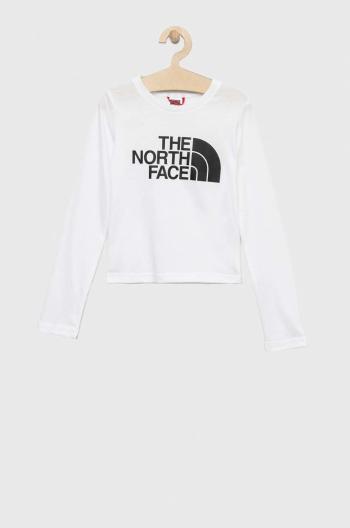 Dětská bavlněná košile s dlouhým rukávem The North Face bílá barva, s potiskem