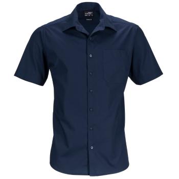 James & Nicholson Pánská košile s krátkým rukávem JN644 - Tmavě modrá | XXL