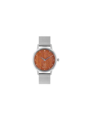 Dřevěné hodinky Diamond Red Watch s řemínkem z pravé kůže