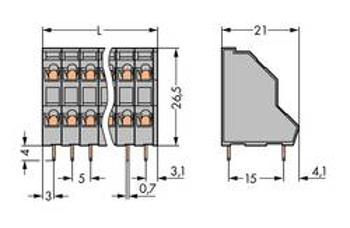 Dvojřadá svorka WAGO 736-107/000-016, 0.34 mm², Pólů 14, zelená, žlutá, 49 ks