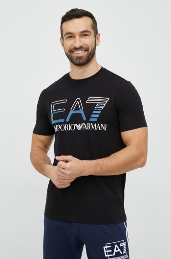 Tričko EA7 Emporio Armani černá barva, s potiskem