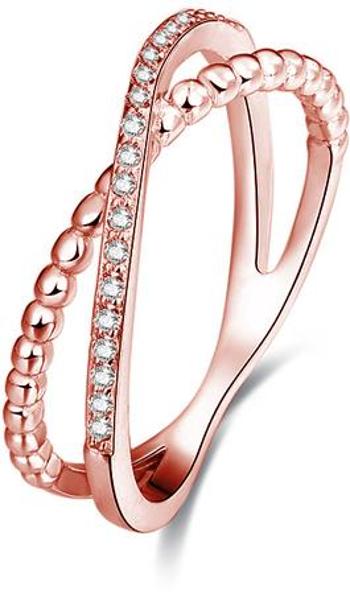Beneto Růžově pozlacený dvojitý prsten ze stříbra AGG195 58 mm