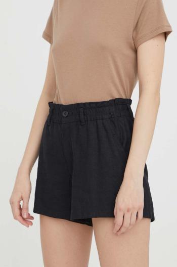 Plátěné kraťasy Hollister Co. černá barva, hladké, high waist