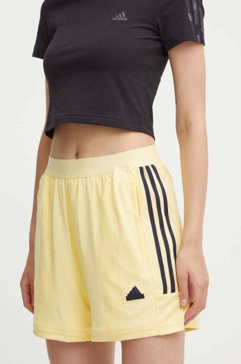 Kraťasy adidas Tiro dámské, žlutá barva, s aplikací, high waist, IX3729