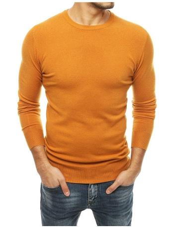 Tmavě oranžový pánský svetr s kulatým výstřihem vel. S