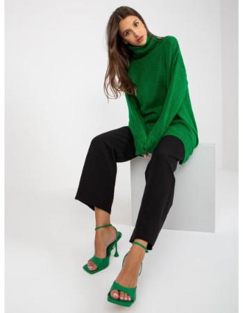 Dámský svetr s rolákem RUE PARIS zelený 