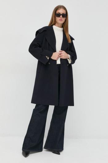 Vlněný kabát Marella tmavomodrá barva, přechodný, dvouřadový