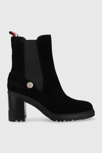 Nízké kozačky Tommy Hilfiger Outdoor High Heel Boot dámské, černá barva, na podpatku